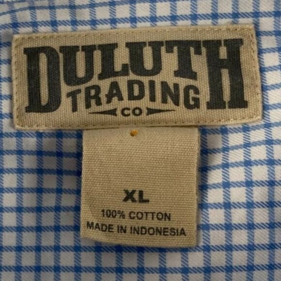 Duluth Mens Shirt XL Blue Gingham Plaid Long-Sleeve Button-Up100% Cotton - Picture 5 of 6